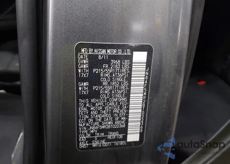 2011 Nissan Juke Sv z USA, uszkodzony, nr VIN JN8AF5MR2BT022368